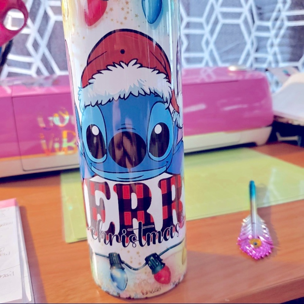 Stitch Christmas Tumbler- Hand made